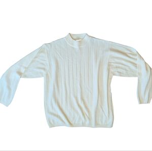 Trader Bay Women's Cream Crew Neck Merino Wool Sweater Size Large